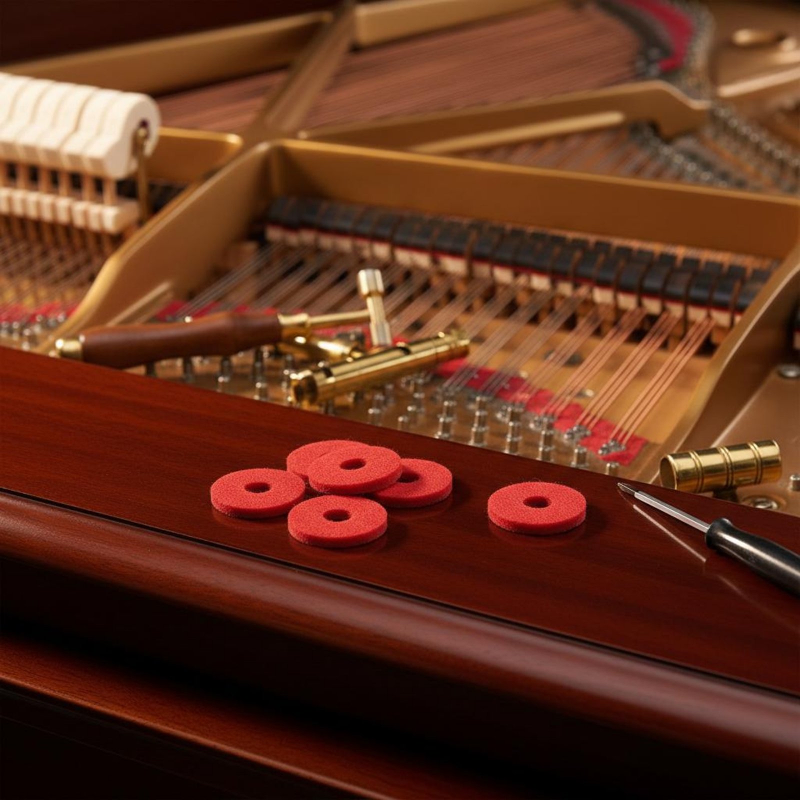 Musical Instrument Long - Alas Karet Penutup Tombol Piano Merah
