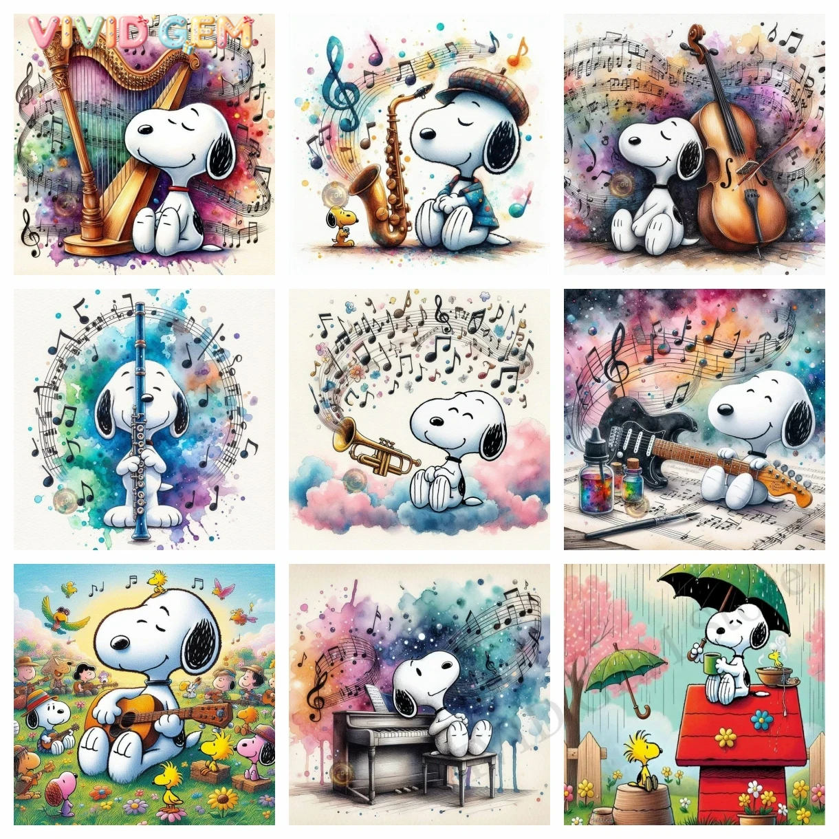 Musical Instrument Painting - VIVID GEM 2026 Lukisan Berlian Kartun