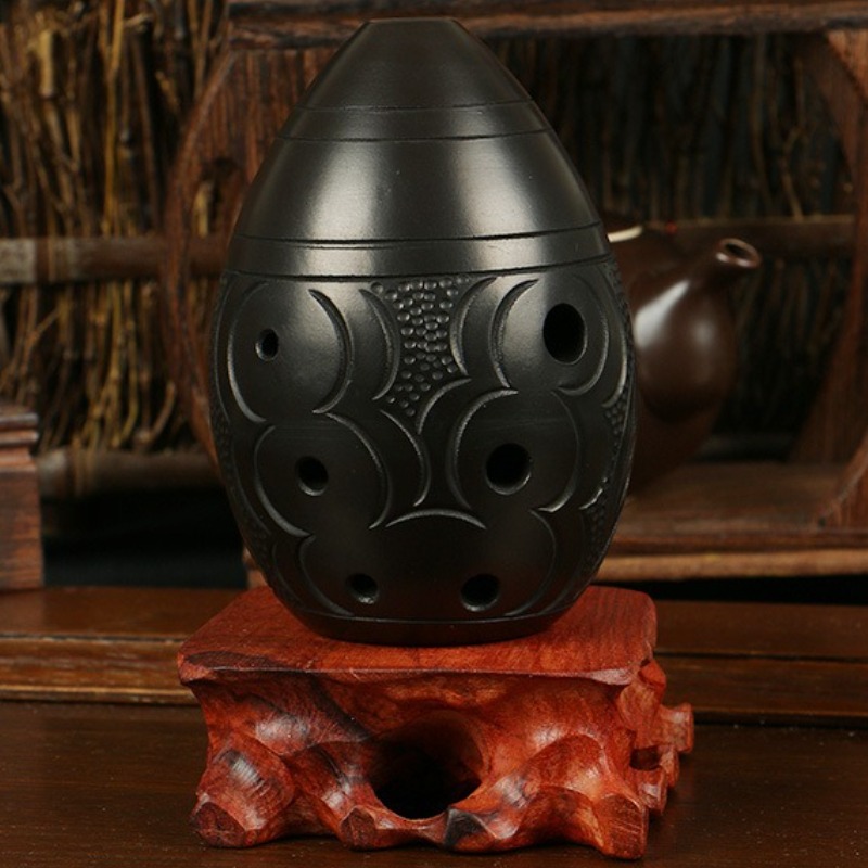 Musical Instrument Qin - Ocarina 8 Lubang Hitam Portabel Keramik