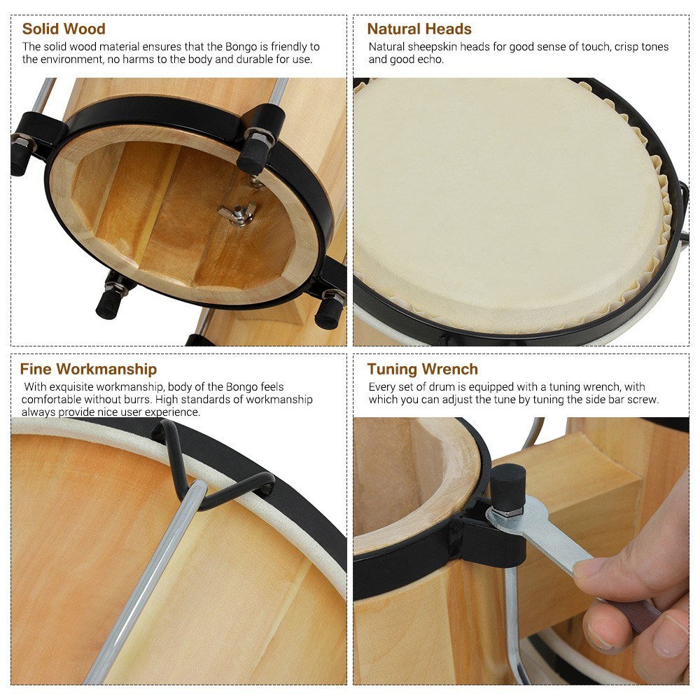Set Drum Bongo Kayu 5,5 Inci & - Bongo Drum Set ulasan dan harga